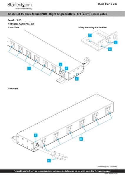 StarTech.com 1215B8H-RACK-PDU-RA