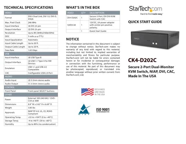 StarTech.com CK4-D202C