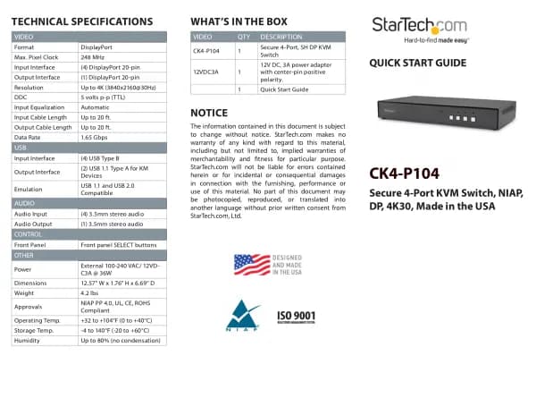 StarTech.com CK4-P104