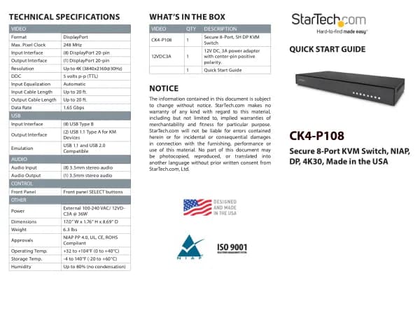StarTech.com CK4-P108