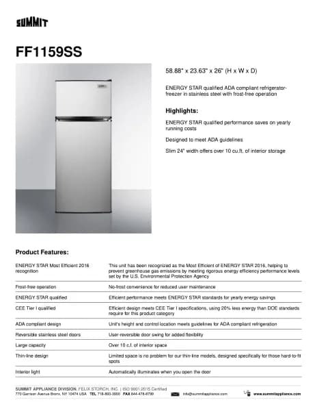 Summit FF1159SS
