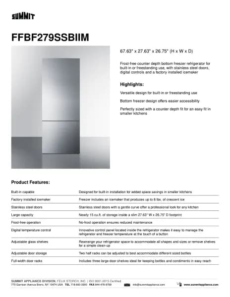 Summit FFBF279SSBI