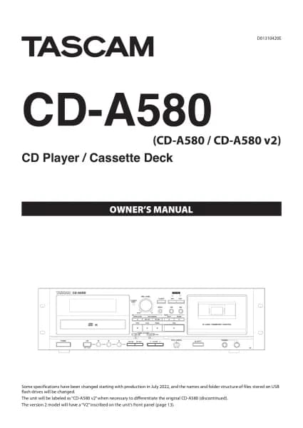 Tascam CD-A580 v2
