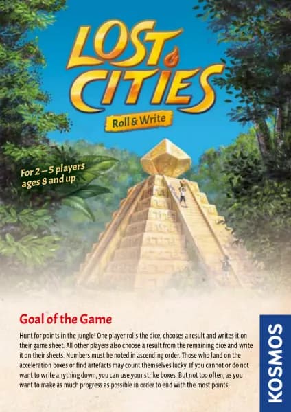 Thames & Kosmos Lost Cities: Roll & Write