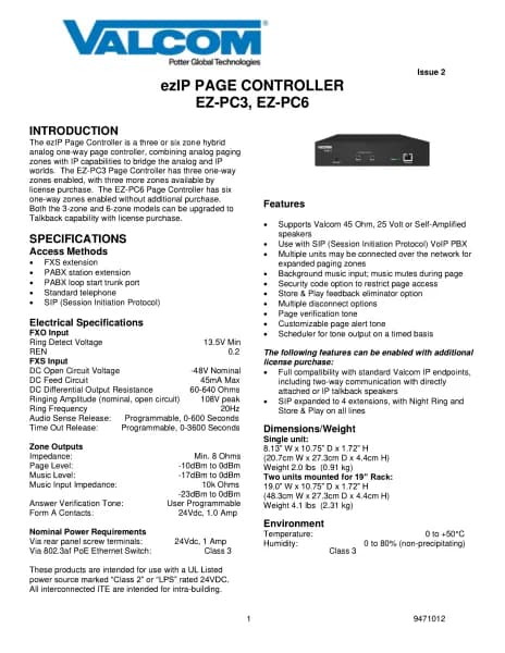 Valcom EZ-PC6