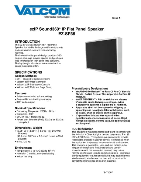 Valcom EZ-SP36
