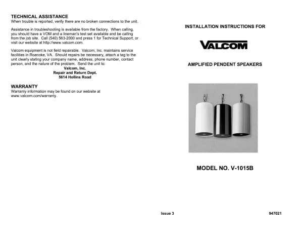 Valcom V-1015B