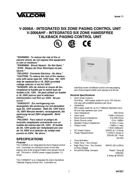 Valcom V-2006AHF