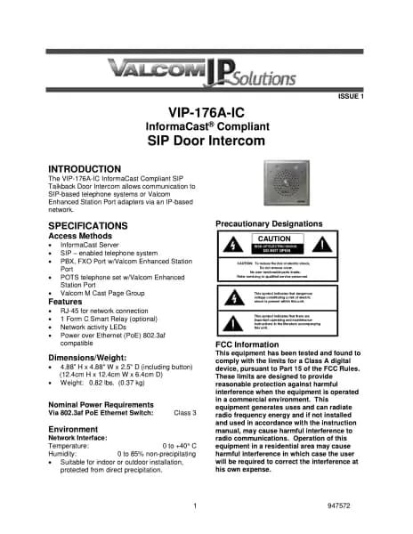 Valcom VIP-176A-IC