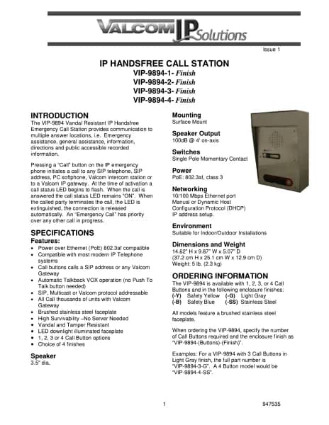 Valcom VIP-9894