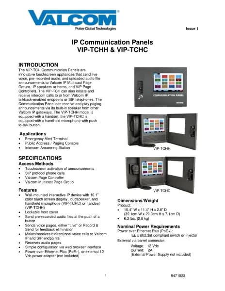 Valcom VIP-TCHC