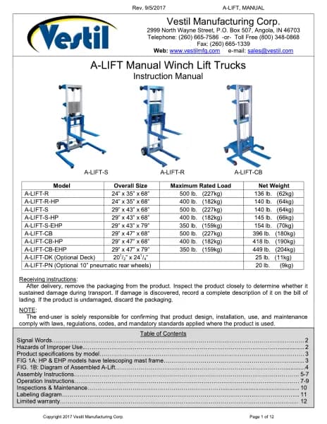 Vestil A-LIFT-S