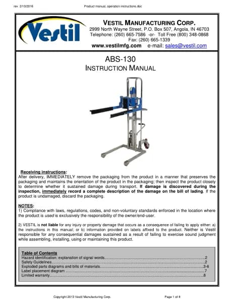 Vestil ABS-130