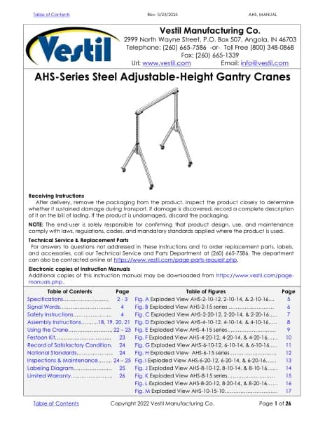 Vestil AHS-4-10-16-TLC