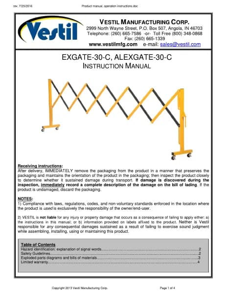 Vestil ALEXGATE-30