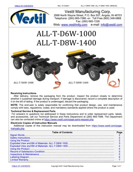 Vestil ALL-T-D8W-1400