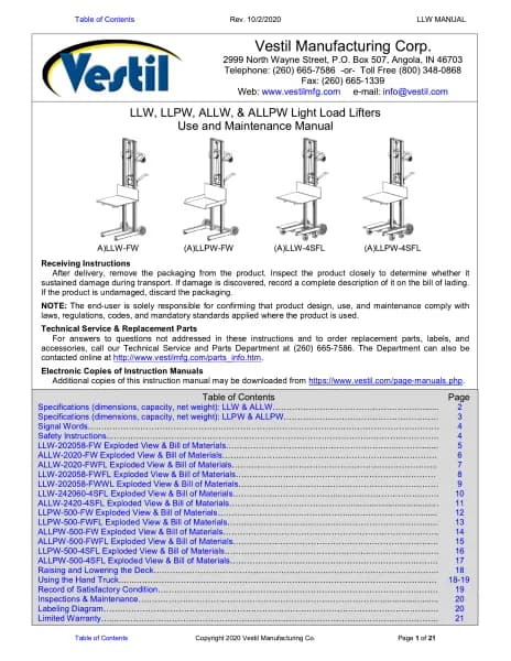 Vestil ALLW-2020-FW