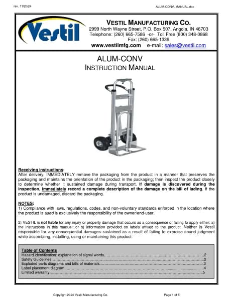 Vestil ALUM-CONV-HR