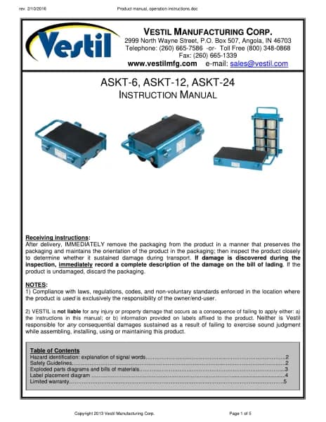 Vestil ASKT-6