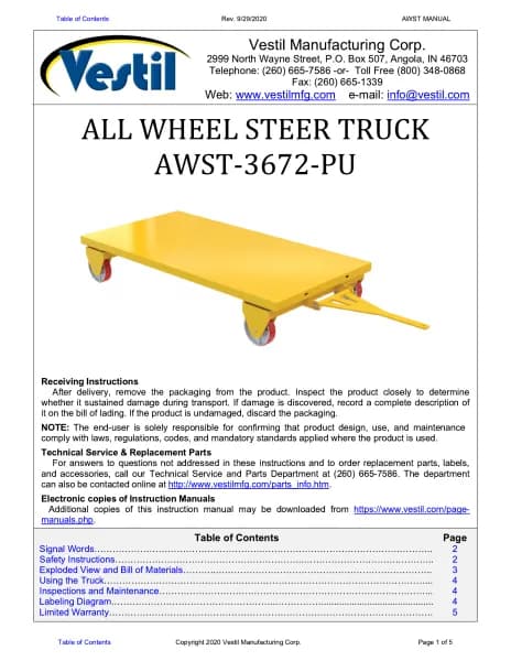 Vestil AWST-3672-PU