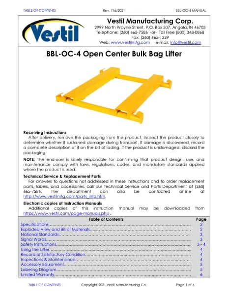 Vestil BBL-OC-4