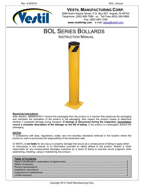 Vestil BOL-36-6.5