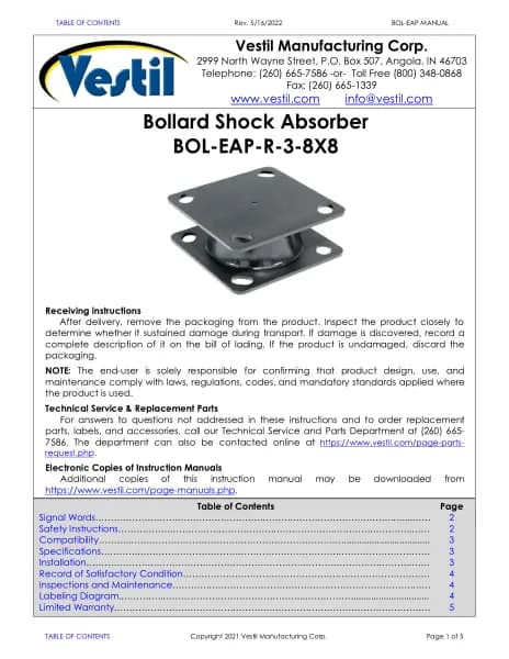 Vestil BOL-EAP-R-3-8X8