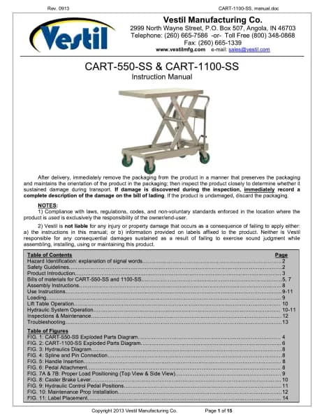 Vestil CART-1100-SS