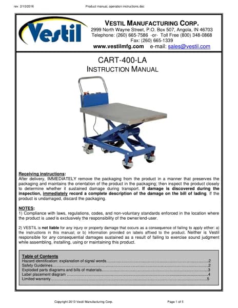 Vestil CART-400-LA