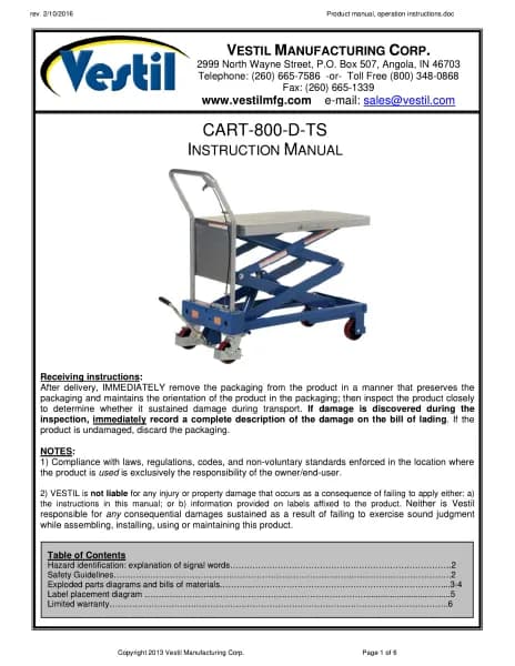Vestil CART-800-D-TS