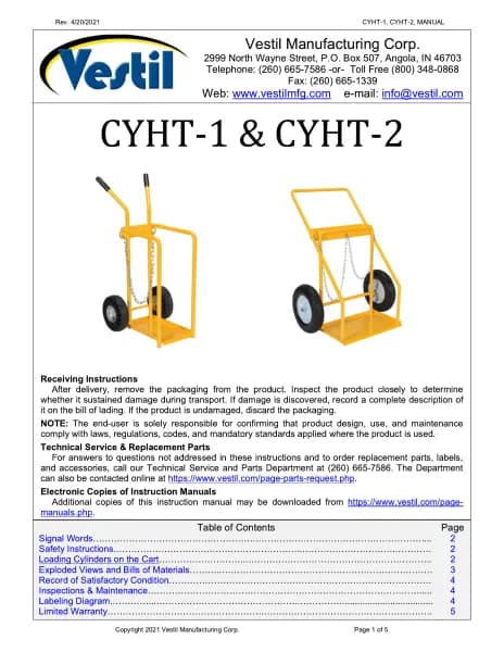 Vestil CYHT-1 CYHT-2