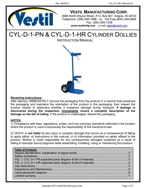 Vestil CYL-D-1