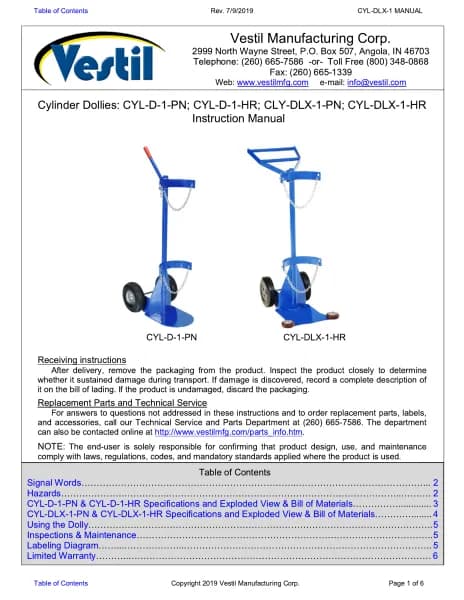 Vestil CYL-DLX-1