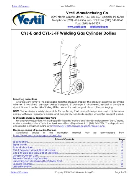 Vestil CYL-E-FF