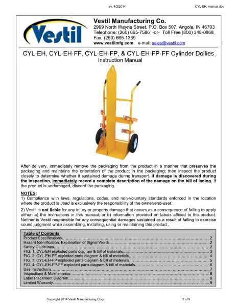 Vestil CYL-EH-FF