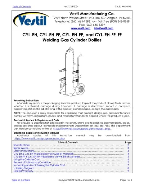 Vestil CYL-EH-FP