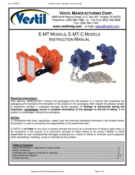 Vestil E-MT-6