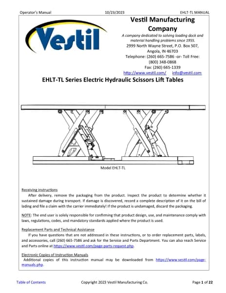 Vestil EHLT-TL-30180-2-58