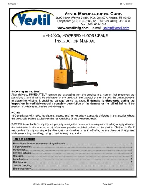 Vestil EPFC-25