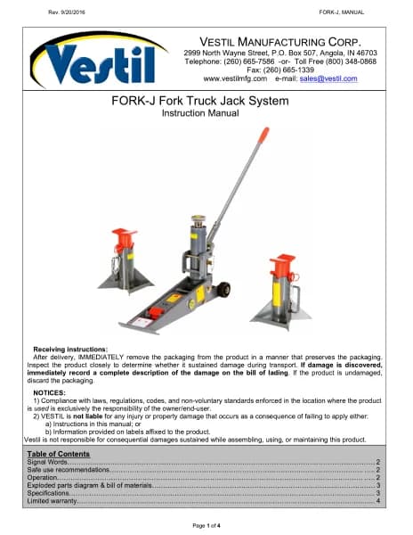 Vestil FORK-J