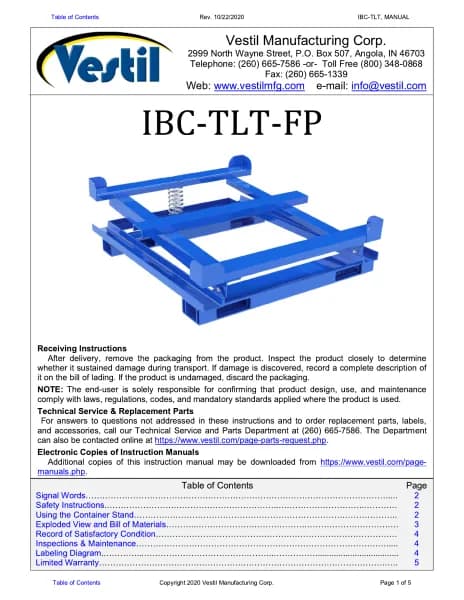 Vestil IBC-TLT-FP