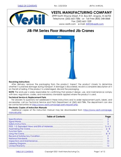 Vestil JIB-FM-40
