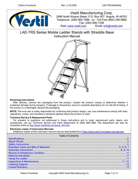 Vestil LAD-TRS-60-2-P