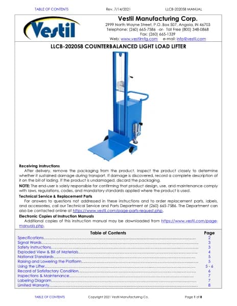 Vestil LLCB-202058