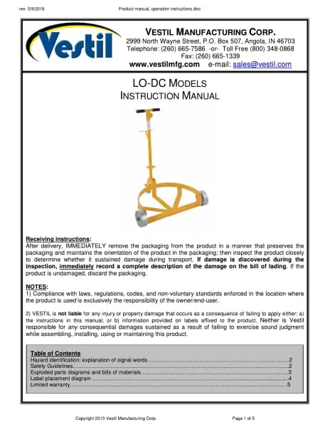 Vestil LO-DC-PH