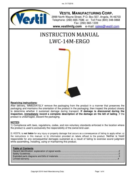 Vestil LWC-14M-ERGO