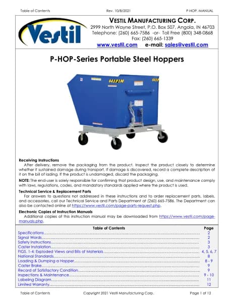Vestil P-HOP-0.5-BK