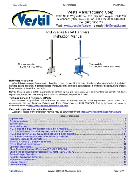Vestil PEL-88A-D3
