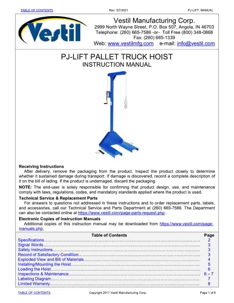 Vestil PJ-LIFT