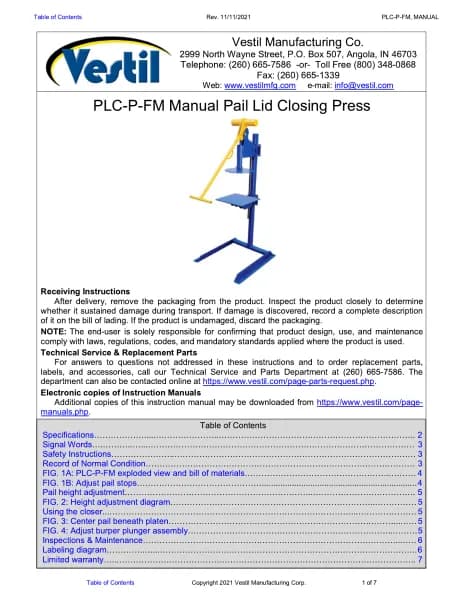 Vestil PLC-P-FM